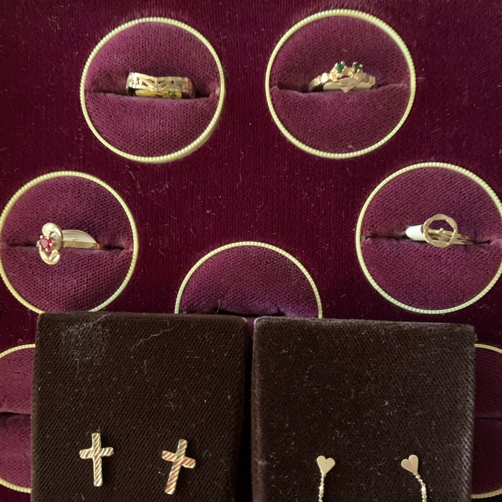 10k gold ring and earrings